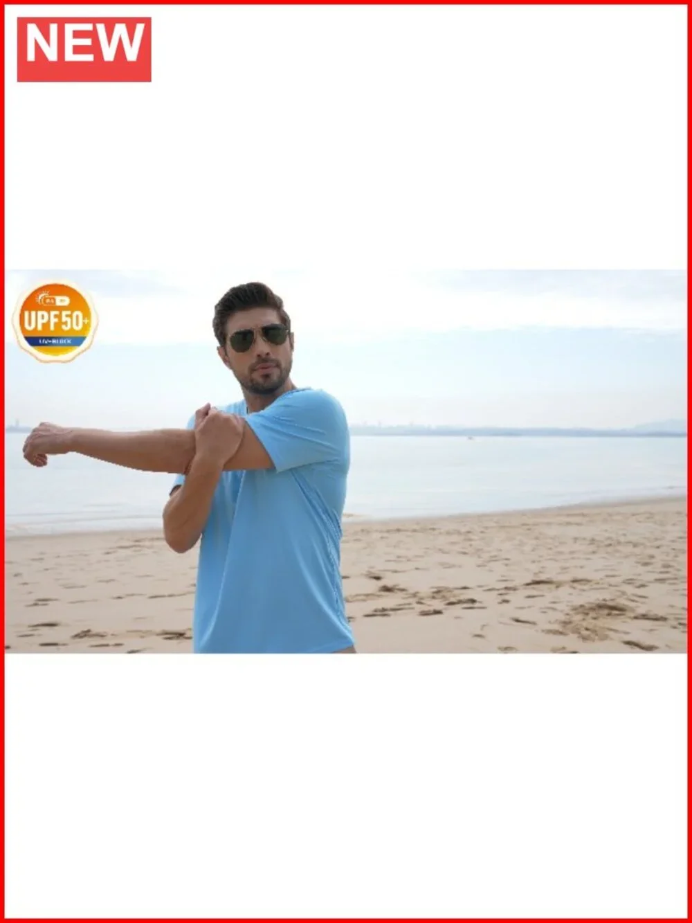UPF 50+ Sun Protection Rash Guard Men Short Sleeve Quick Dry